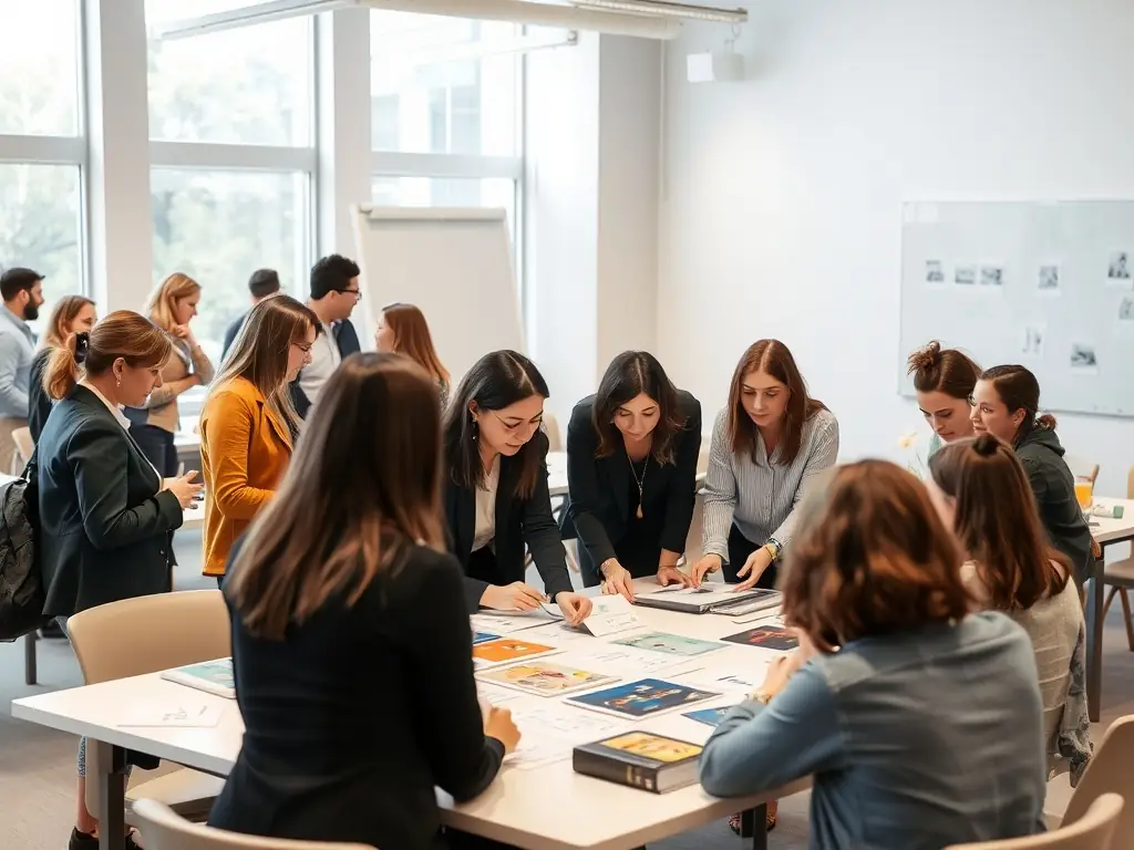 A group of professionals participating in a tailored development workshop.