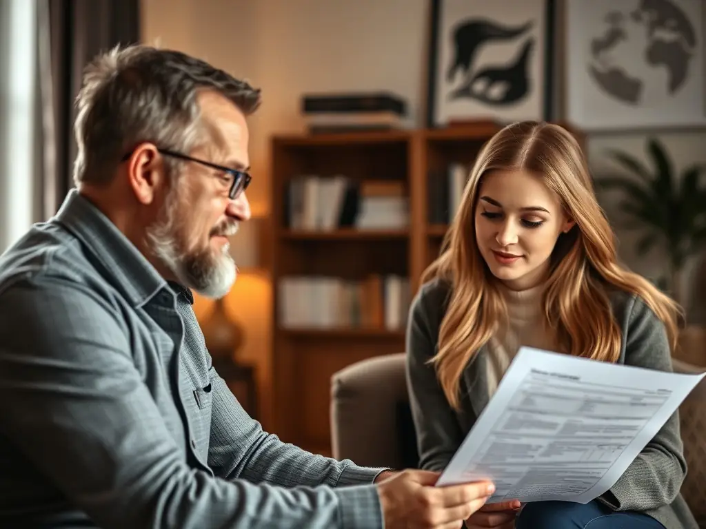 A one-on-one coaching session in progress, with a coach guiding a client through a personalized action plan.
